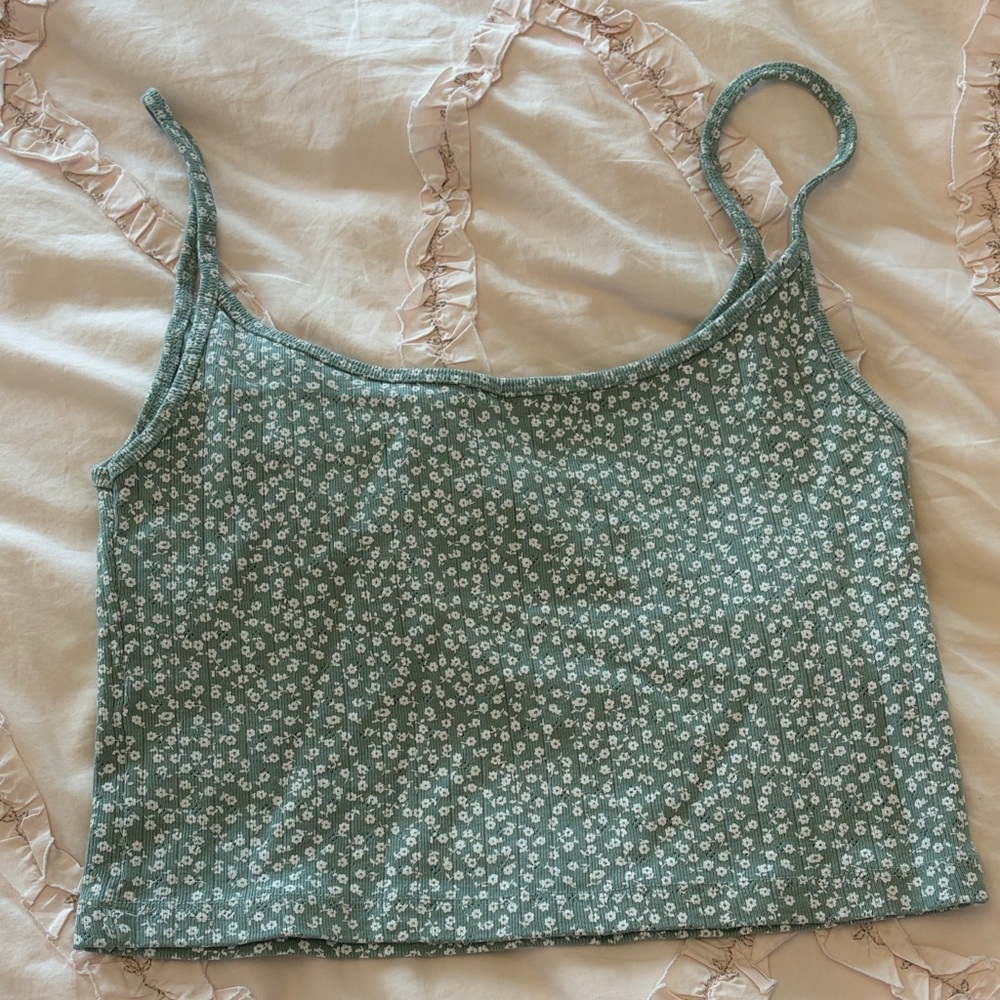 Brandy Melville Sage Green Floral Camisole